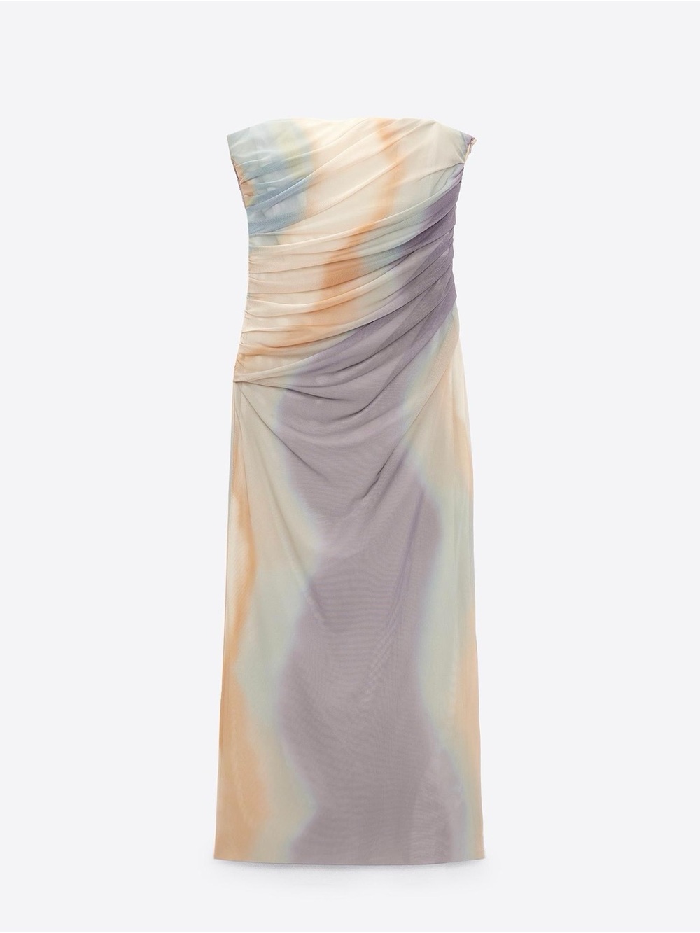 Zara Strapless Pastel Watercolor Draped Gown